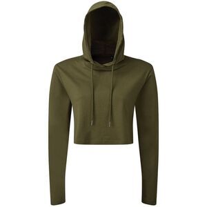 TriDri Womens/Ladies Cropped Long-Sleeved T-Shirt / Olive